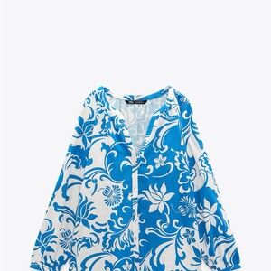 Zara Printed Linen Set. Large top. X bottom. Brand new